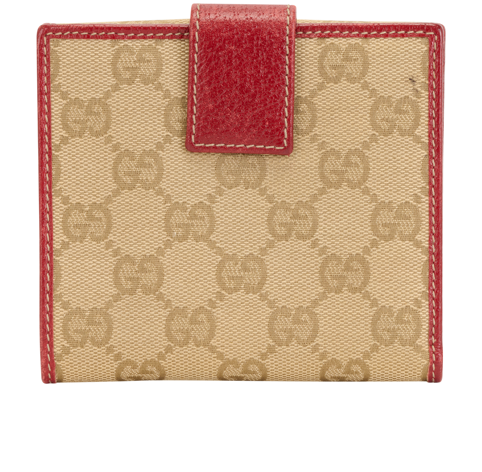 Gucci Bow & GG Compact Wallet, &pound;110, Accessories, Beige/Red, Canvas/Leather, Back view